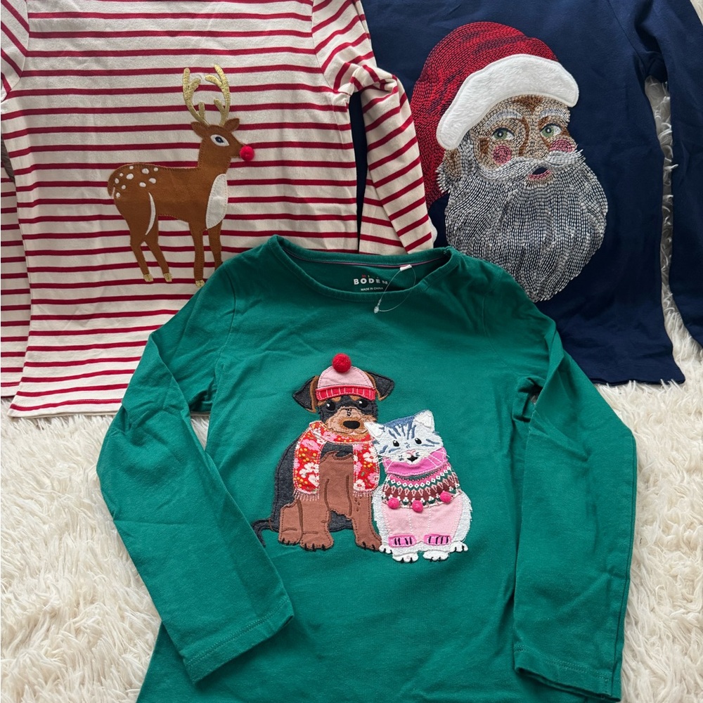 Mini Boden Kids' Long Sleeve Shirt Bundle with Festive Designs